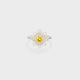 Flower Shape Zircon Platinum-Plated 925 Sterling Silver Ring